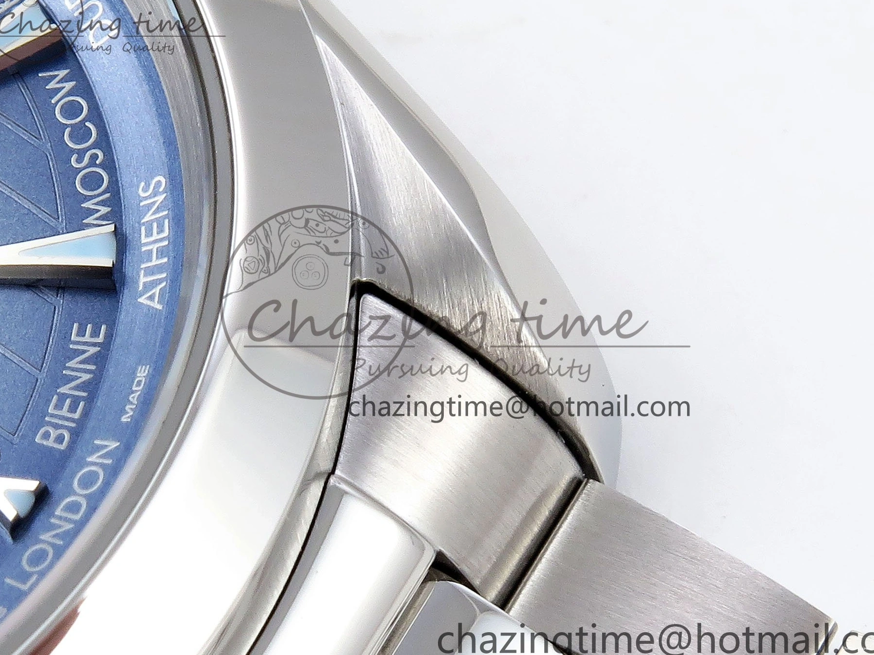 0109 Aqua Terra GMT Worldtimer 43mm VSF 1:1 Best Edition Summer Blue Dial on SS Bracelet A8938 Super Clone FashionForward 7720